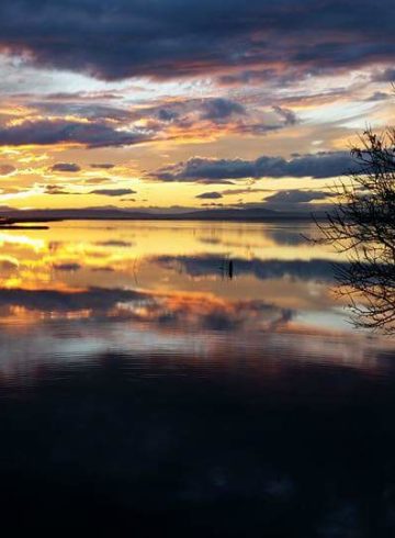 coucher de soleil photo lac