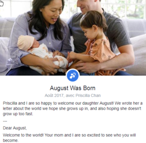 zuckerberg facebook et bébé